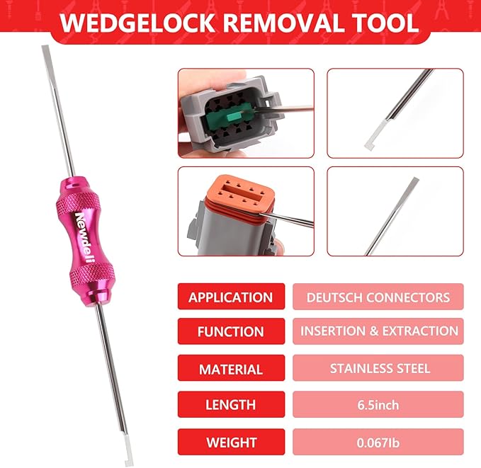 Newdeli Deutsch Crimp Tool Kit 8Pcs Deutsch Connector Tool Molex Crimper Close Barrel & Open Barrel Crimpers with Deutsch Pin Removal Tool for Deutsch Connectors and Delphi Molex Terminals