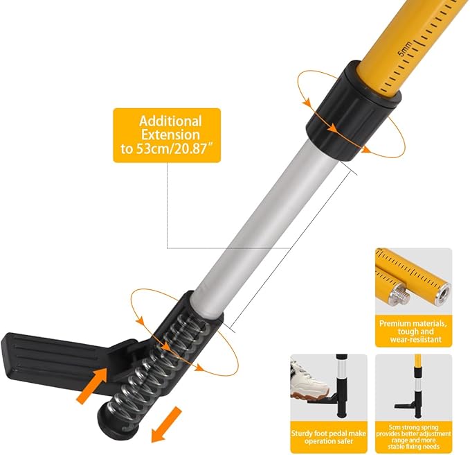 MOETER Telescoping Laser Level Pole with Tripod - 15.7ft/4.8M Laser Pole with Adjustable Bracket, 1/4"-20 & 5/8"-11 Thread Adapters for Rotary and Line Lasers