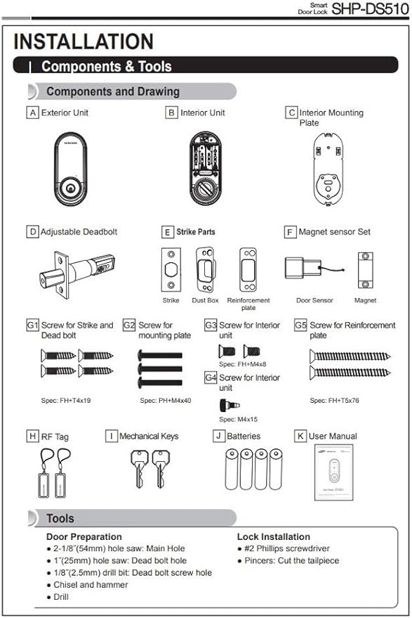 Samsung SHP-DS510MK Digital Door Lock SHP-DS510 Black Keyless Electronic Deadbolt + Emergency Keys FIT Most Doors