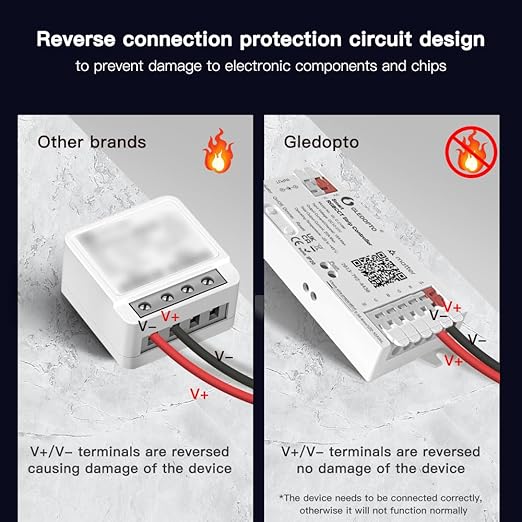 Matter RGBCCT LED Controller 20A Current Max for PWM Analog LED Strip Light APP Voice Control RGBW RGB Dimmable Work with Homekit Google Amazon Echo Alexa (Matter Hub Required)