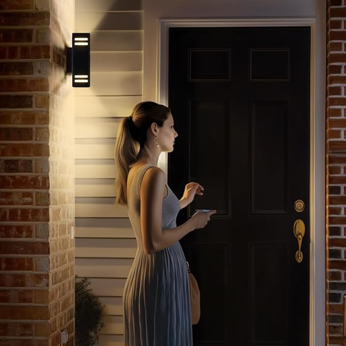 SHIMR Dusk to Dawn Outdoor Lighting 2 Pack, Modern Exterior Lighting Fixtures Wall Mount ETL Listed, Aluminum Anti-Rust Outdoor Sconce Up and Down Outside Lights for House Porch, LED Bulbs Include