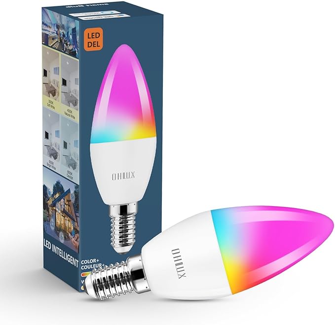 OHLUX Smart Candelabra Led Light Bulbs, E12 Base Led Bulb 4W 40 Watt Equivalent WiFi Candle Small Bulbs Compatible with Alexa/Google Assistant, Color Change Alexa Light Bulbs 2.4GHz WiFi Only,1 Pack