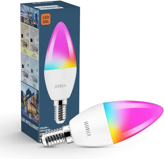 OHLUX Smart Candelabra Led Light Bulbs, E12 Base Led Bulb 4W 40 Watt Equivalent WiFi Candle Small Bulbs Compatible with Alexa/Google Assistant, Color Change Alexa Light Bulbs 2.4GHz WiFi Only,1 Pack