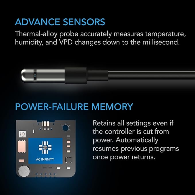 AC Infinity Controller 69 PRO+, Smart Environmental Controller 8-Port with Temp, Humidity, VPD, Timer, Cycle, Schedule Controls, for Grow Tent Cooling Ventilation Lighting (Bluetooth + WiFi, 8-Port)