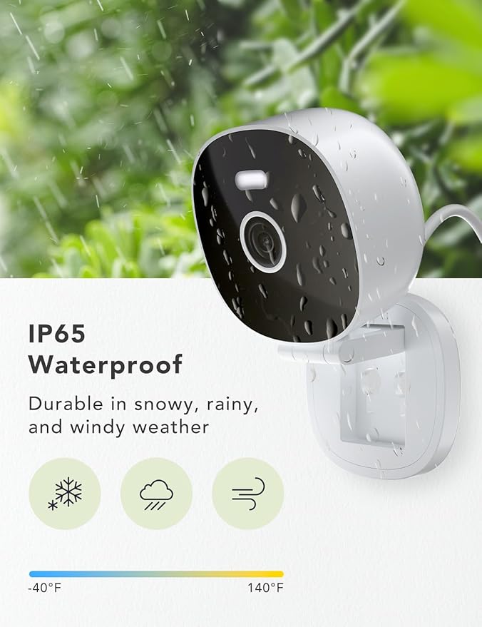 2K Security Camera, IP65 Wterproof Color Night Vision,Outdoor/Indoor for Home, Pet, Baby, Nanny, White Light & Siren, Recording, Motion Detection, Compatible with Alexa,White
