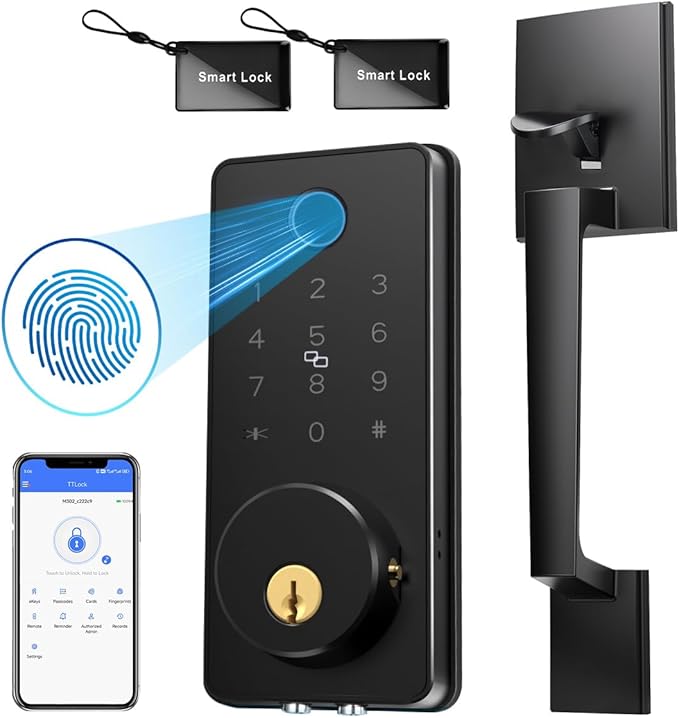 BlackSmith Keyless Entry Door Lock 0.1s Unlock Smart Door Locks for Front Door Set with Front Door Handle, App Unlock, Easy Installation for Front Doors, Hotels, Vacation Rental Homes, Property