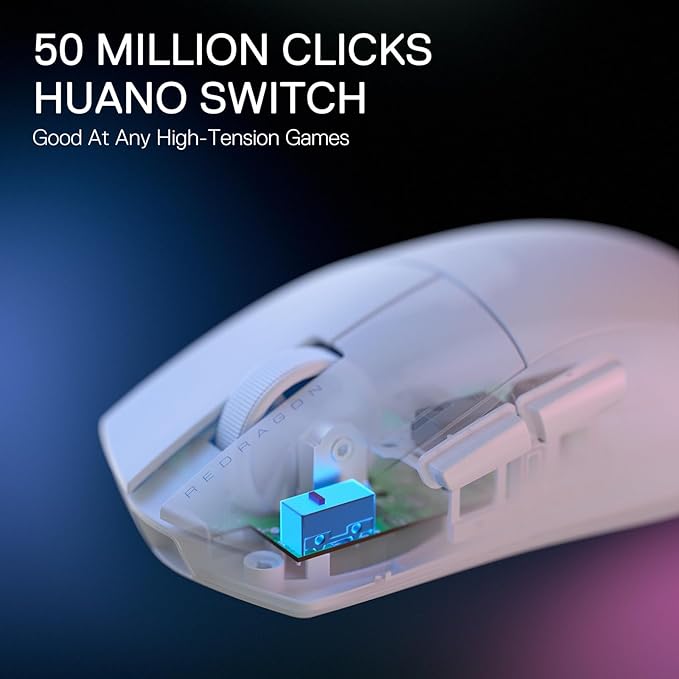 Redragon M916 PRO 3-Mode Wireless Gaming Mouse, Hype-Speed 4K Polling Rate, 49G Ultra-Light 26K DPI Mouse w/Ergonomic Natural Grip Build, Redefinable Macro Buttons, Software Supported