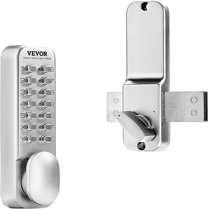VEVOR Mechanical Keyless Entry Door Lock, 14 Key Door Lock, Mechanical Keypad with Adjustable Thumb Knob, Single-Side Zinc Alloy Waterproof Keyless Gate Lock, for Home Office