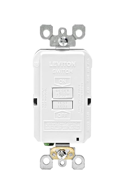 Leviton Blank Face GFCI, 20 Amp, Self Test, LED Indicator Light, Provides GFCI Protection Where an Outlet is not Needed, GFRBF-W, White