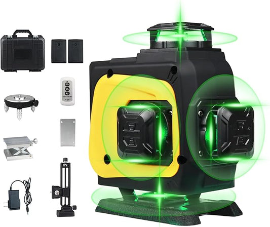 4D 16-Line Laser Level with Rotatable Laser Window - 4×360° Self-Leveling Cross Line Laser for Construction, Tile, Ceiling, Wall Hanging & Home Renovation