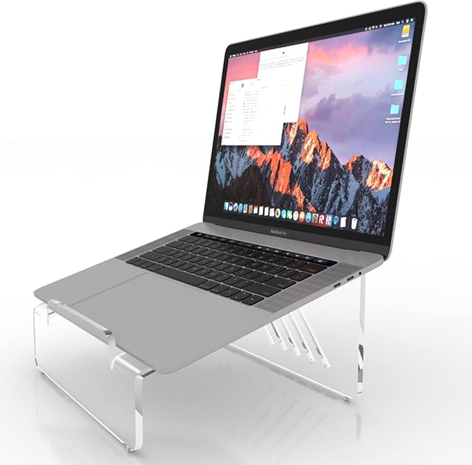 6MM Thick Clear Acrylic Laptop Holder, Portable & Ergonomic Laptop Stand for Desk, Clear Laptop Riser Compatible 10 to 17 inches Laptops & MacBook | Made in USA