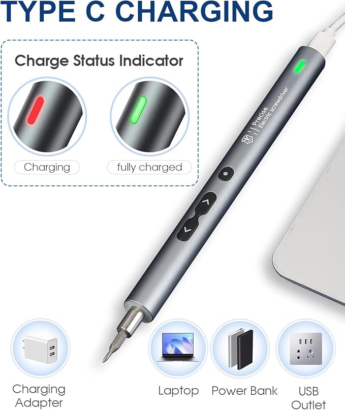 Kingsdun Mini Electric Screwdriver, 51 in 1 Cordless Precision Power Screwdriver Set with 48 Magnetic Bits, Rechargeable Repair Tool Kit with LED Lights for Phones Camera Watch Conputers Laptops Toys