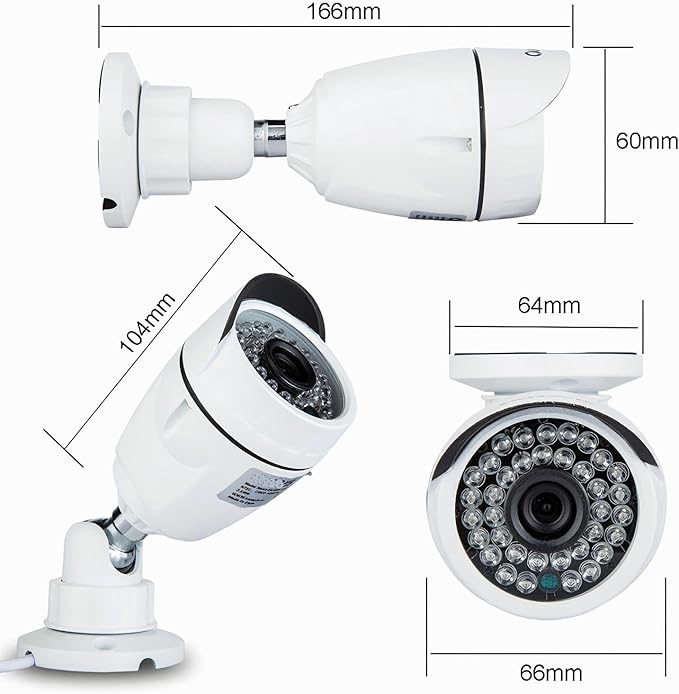 Eversecu 4Ch Home Security Camera System, 1080P DVR & 4pcs HD Weatherproof Cameras, Night Vision, Motion Alert, Remote Access, Power adapters & Premade Cables Included, No Hard Driver