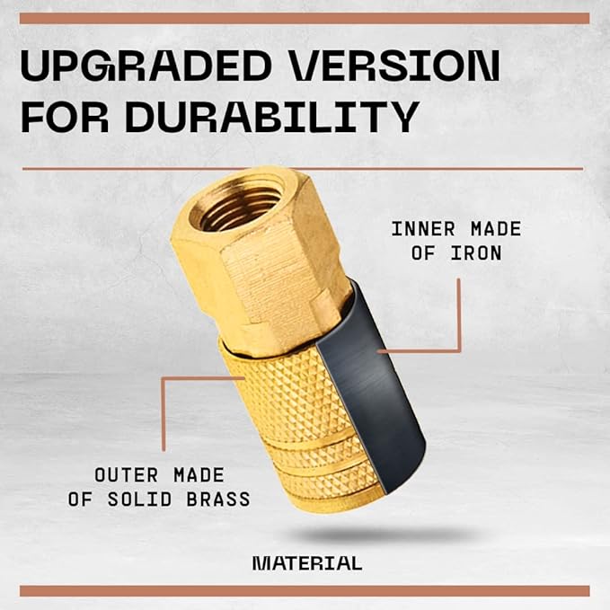 Female Air couplers -1/4-Inch NPT Thread Quick Connect Air Coupler Plug Kit - 10-Pack, Air Tools Fittings Set, Air Compressor Accessories Fittings with Brass Finish
