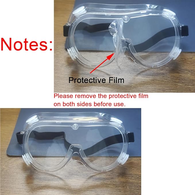 Safety Goggles 2 Pack - White Adjustable Lightweight Anti-Fog Protective Safety Glasses