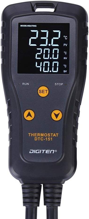 DIGITEN 110V 15A Temperature Controller DTC151 Plug in Thermostat Outlet Digital Temperature Controller for Heat Mat Reptile Greenhouse Aquarium, Heating/Cooling Mode