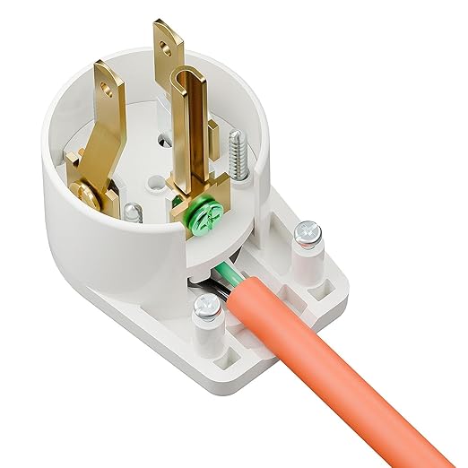 12-Direction Adjustable Nema 5-15P Right Angle Plug - 15A, 125V, White, ETL Verified