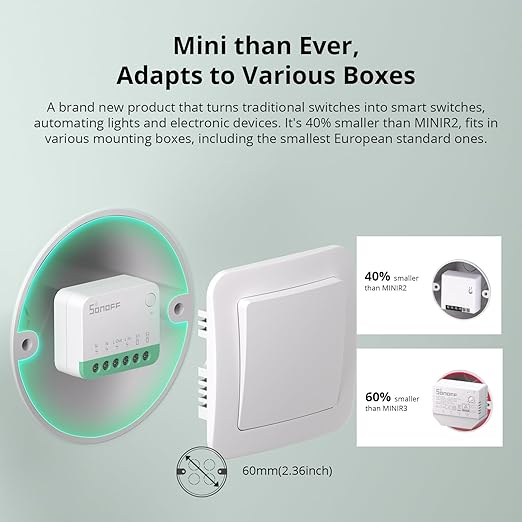 SONOFF MINIR4M 10A Matter Smart Switch,Universal DIY Module for Smart Home Automation Solution, Work with Alexa & Google Home,1 Pack
