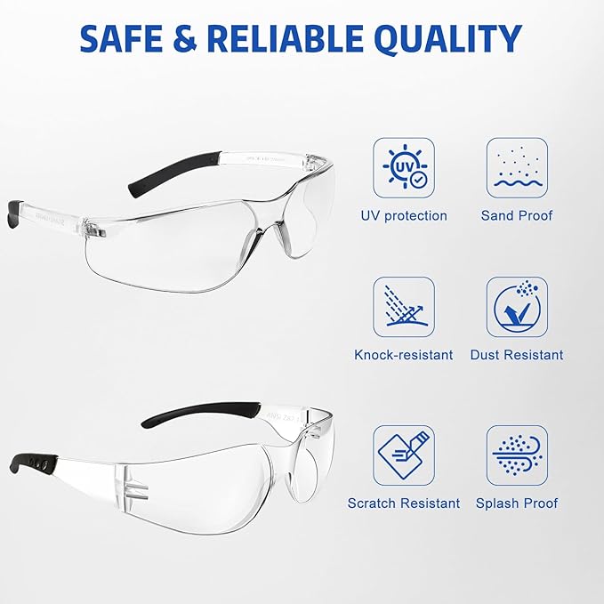 Safety Glasses ANSI Z87.1 Scratch Resistant Lab Goggles for Women Man