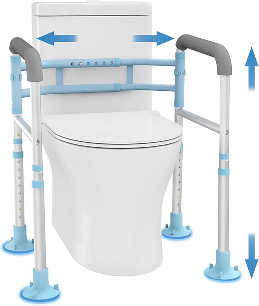 Delog Stand Alone Toilet Safety Rail - Medical Toilet Safety Frame for Elderly, Handicap and Disabled - Bathroom Toilet Handrails, Width Adjustable Design, Fit Any Toilet, FSA/HSA Eligible
