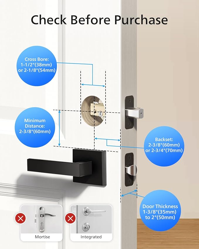 Philips Front Door Lock Set, Electronic Fingerprint Lock with 2 Lever Handles, Keyless Entry Door Lock with Handles, Auto Locking, Fingerprint Unlock, Touchscreen Keypad with Key