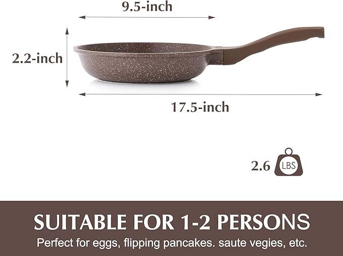SENSARTE Nonstick Frying Pan Skillet, Non Stick Omelette Pan, Healthy Stone Cookware Chef's Pan PFOA Free, Toffee Brown (9.5 Inch)