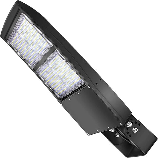 480V 300W LED Parking Lot Light, 5000K 42000LM LED Shoebox Area Light (1000W HID/HPS Equiv.) with Yoke Mount, Dimmable Commercial Street Lighting with 20KV Surge Protection, UL DLC Listed
