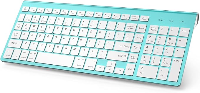 JOYACCESS Wireless Bluetooth Keyboard for Mac,Ergonomic Multi-Device Keyboard with Number Pad, Compatible with MacBook Pro/Air, iMac,iPhone,iPad, iOS, Android, Windows, Turquoise