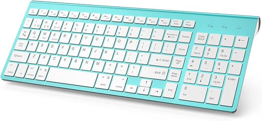 JOYACCESS Wireless Bluetooth Keyboard for Mac,Ergonomic Multi-Device Keyboard with Number Pad, Compatible with MacBook Pro/Air, iMac,iPhone,iPad, iOS, Android, Windows, Turquoise