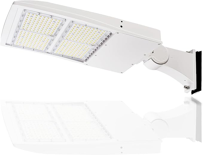 300W White LED Parking Lot Lights, LED Shoebox Pole Light, 40500Lm, 100-277Volt, Adjustable Direct Arms Mount, 1-10V Dimmable 700-1000W MH/HPS Replacement Lighting Fixture 100-277V