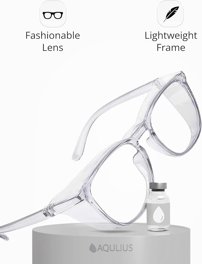 Aqulius 2 Pack Stylish Safety Glasses Goggles, Scratch Resistant, Safety Glasses for Women, Blue Light, Glasses for Nurses