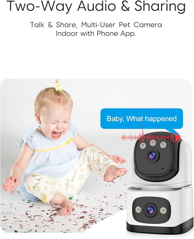 VSTARCAM Indoor Security Camera, Dual Cameras, 2K QHD Security Camera with 5× Zoom, 360° Camera, Baby Monitor, Pet Camera, Human/Pet Detection, AI Tracking, Full Color Night Vision, 2.4G Wi-Fi,Plug in