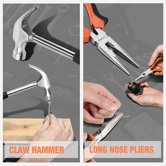 DNA MOTORING 160pcs Mechanic Tool Socket Wrench Set, SAE and Metric Socket Wrench Set, Tool Box Case for Home, Auto and Bike Repair, Orange, TOOLS-00023