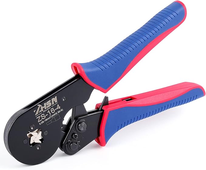 Ferrule Crimper, Zhushan 16-4 Square Jaw Ferrule Crimping Tool AWG 30-5 (0.08-16mm²) Worked for Wire Terminals Cables End-sleeves