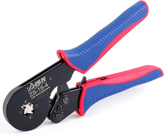 Ferrule Crimper, Zhushan 16-4 Square Jaw Ferrule Crimping Tool AWG 30-5 (0.08-16mm²) Worked for Wire Terminals Cables End-sleeves