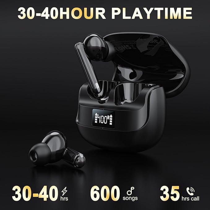 Wireless Noise Canceling Earbuds，Bluetooth 5.4 Earbuds,Big Bass Stereo Sound，4 Mic ENC AI Clear Calls.40H Playtime LED Display，IPX5 Waterproof Earphones，Flip Design Earphones.