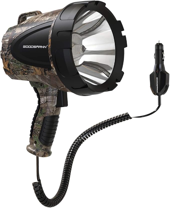 GOODSMANN Spotlight Camo Hunting Spot Lights 12 Volt Marine Spotlight Tacticpro 1500 Lumen Realtree® Xtra Halogen Boat Spotlighting 9924-H102-01