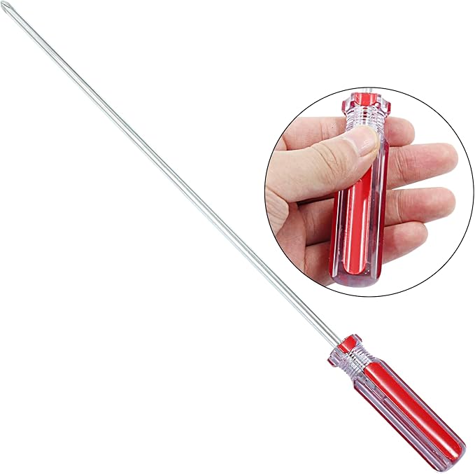 Piutouyar 12 Inch Phillips Screwdriver, Extra Long Shaft Cross Head Screwdriver #2 Magnetic Tip Screwdrivers Long Screwdriver for Repair Home Improvement, Red