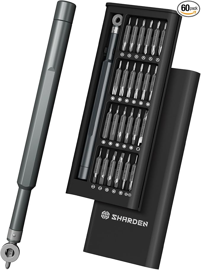 SHARDEN Precision Screwdriver Set, 60 in 1 Screw Driver Set Kit with Torx, Phillips, Flathead, Mini Repair Tools Kit for Laptop, Phone, MacBook, Computer, Electronics, Glasses, Watch