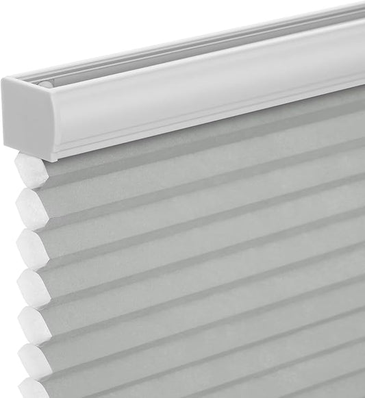 Changshade Cordless Cellular Shades, Light Filtering Honeycomb Shades for Windows, Pull Down Pleated Blinds, Easy to Install for Indoor Windows and French Doors,25" W x 64" H, Grey