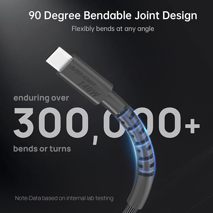 USB C Cable 240W Max & 140W Fast Charge & High-Speed Data USB C to C Cable, 5ft, 90° Bendable, Biodegradable Nylon, PD 3.1, Compatible with MacBook Pro, for iPhone 17/16/15, iPad, Samsung, Pixel etc.