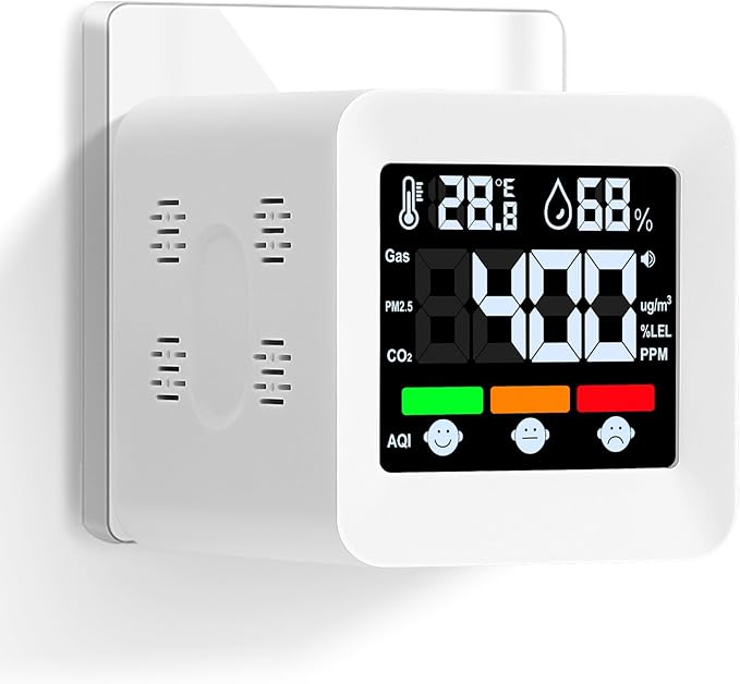 Plug-in 4-in-1 Smart Gas & CO Detector with Temp/Humidity - Natural Gas, Propane & Methane Detector for Home, RV & Apartments (1, White-Voice Edition)
