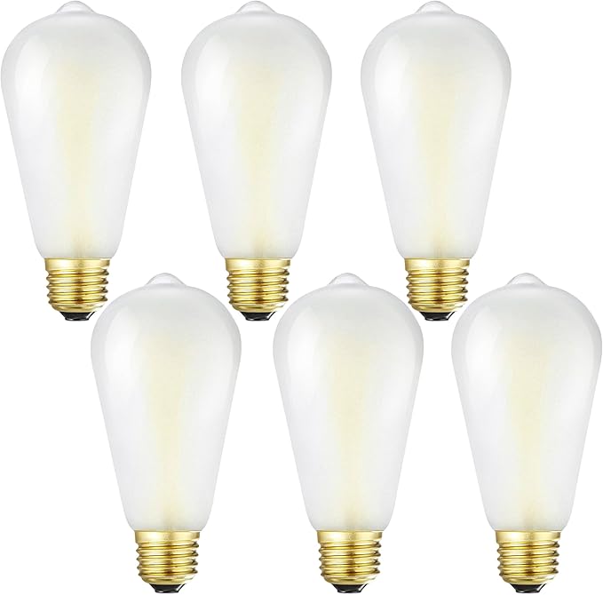 Dimmable E26 Frosted LED Edison Bulbs, 4000K Neutral White，6W Equivalent 60W,600LM,AC120V,ST58 Frosted Light Bulbs with 90+ CRI,Edison Style,Pack of 6 (6W=60W, 4000K)