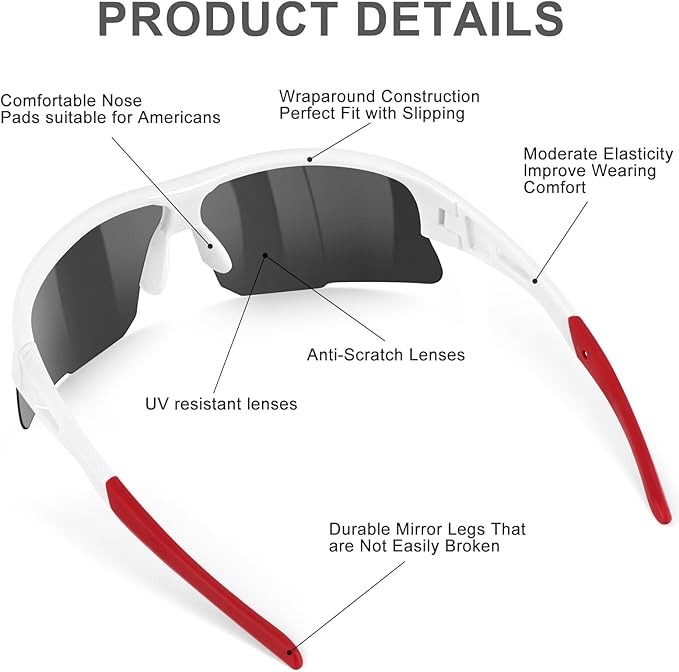 6 Pack Safety Glasses, ANSI Z87.1 Safety Glasses with UV Protection, Impact Resistant Tinted Safety Goggles