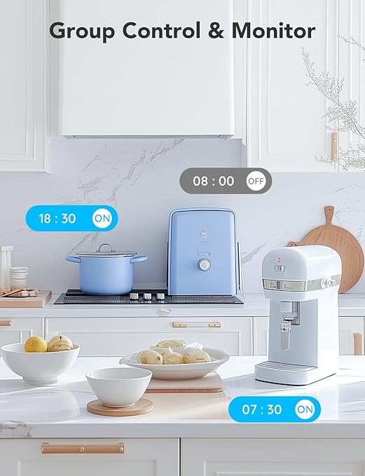 Govee Smart Plug with Energy Monitoring, WiFi Bluetooth Plug Work with Alexa and Google Assistant, 15A Smart Outlets with Timer & Group Controller, No Hub Required, ETL&FCC Certified for Home, 1 Pack