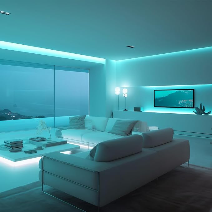 iNextStation 12V Ice Blue LED Strip Lights 16.4FT, Flexible Silicone Neon Rope Light, Waterproof, Cuttable, Dimmable & Linkable, for Cabinet, Ceiling, Wall, Bedroom, Kitchen, Garage (No Adapter)