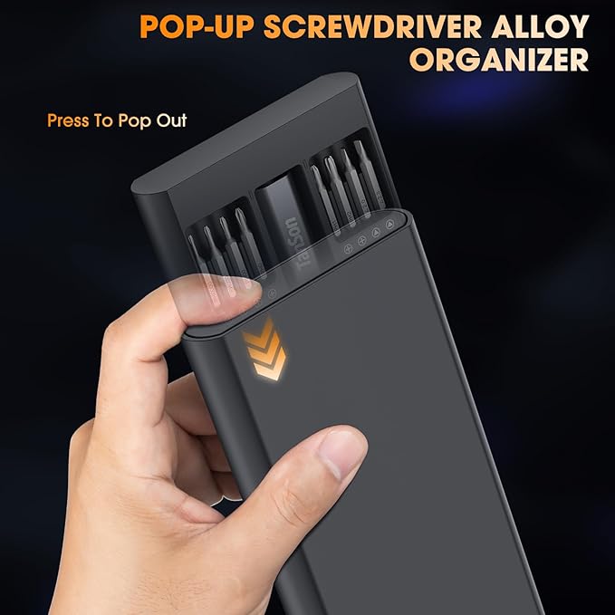 TanSon Mini Electric Screwdriver Set,3.7V Precision Screwdriver Set 66 in 1 Magnetic Drill,HD Display,5 Torque Settings,4 LED Lights, Portable Repair Tool Kit for Computer,Phone, Watch,Camer,Glasses