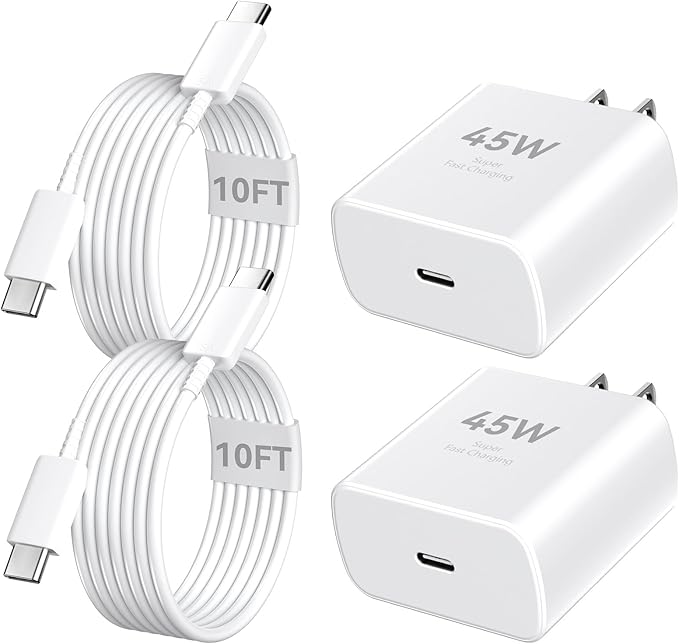 iPhone 16 Pro Max Charger Fast Charging, 45W Super Fast USB C iPhone 16 Charger Block with 10FT Long Charging Cord Cable for iPhone 16 Pro Max/16 Pro/16/16 Plus, 15 Pro Max/15 Pro/15, Android Phone