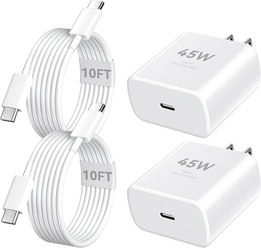 iPhone 16 Pro Max Charger Fast Charging, 45W Super Fast USB C iPhone 16 Charger Block with 10FT Long Charging Cord Cable for iPhone 16 Pro Max/16 Pro/16/16 Plus, 15 Pro Max/15 Pro/15, Android Phone
