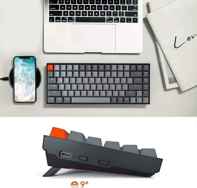 Keychron K2 75% Layout RGB Bluetooth Wireless Mechanical Keyboard with Gateron G Pro Brown Switch/Anti Ghosting/N-Key Rollover, Compact 84 Keys USB Wired Gaming Keyboard for Mac Windows-Version 2